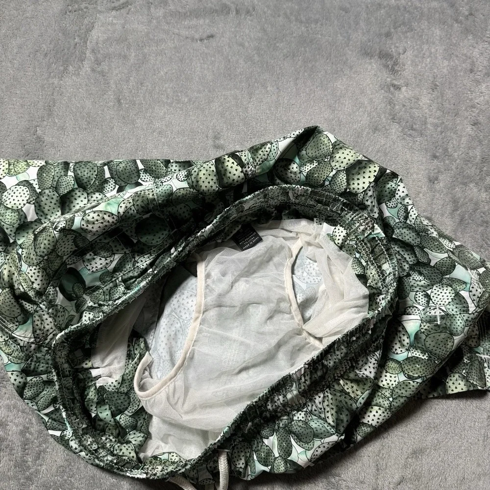 Brooks Brothers‎ Mens Green Cactus Print Lined Swim Trunks Size M Beach Vacation